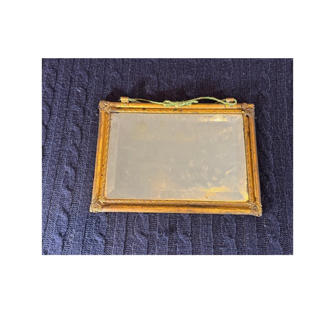 Vintage double-sided floral print & mirror wall frame gilt ornate 1940s–60s - Picture 4 of 4